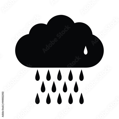 Heavy Rain Cloud Icon Silhouette Vector Illustration