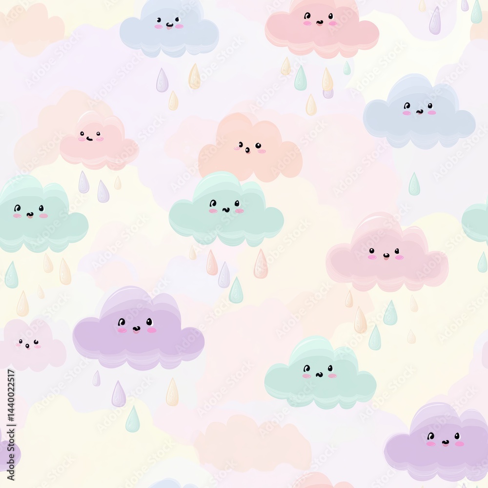 Cute Pastel Cloud Seamless Pattern