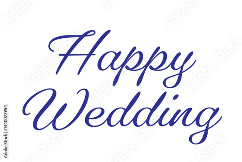 筆記体でおしゃれに書いた、Happy Wedding（結婚おめでとう）の、おしゃれな手書き風のロゴマーク
