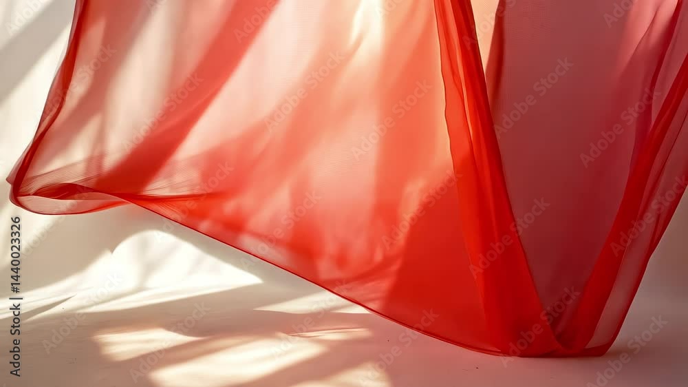 Red silk flowing in light and shadow Red silk flowing in light and shadow