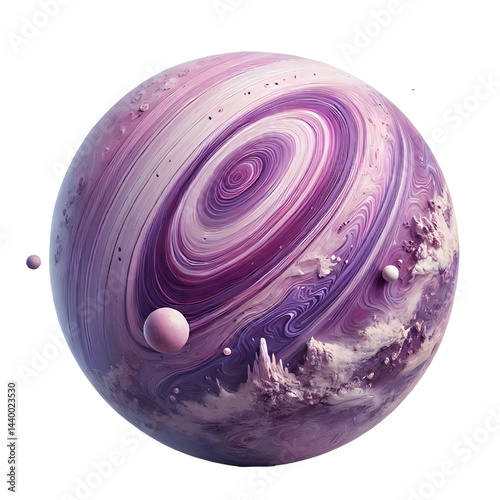 purple ring planet isolated on white background