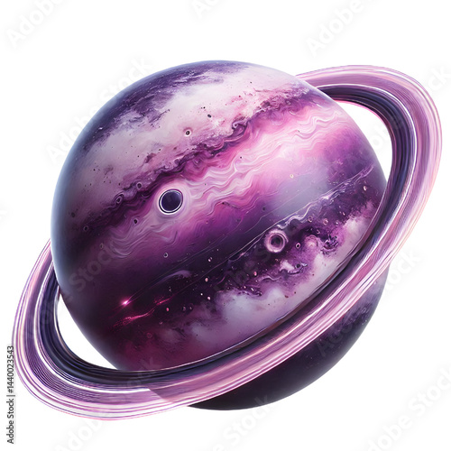 purple ring planet isolated on white background