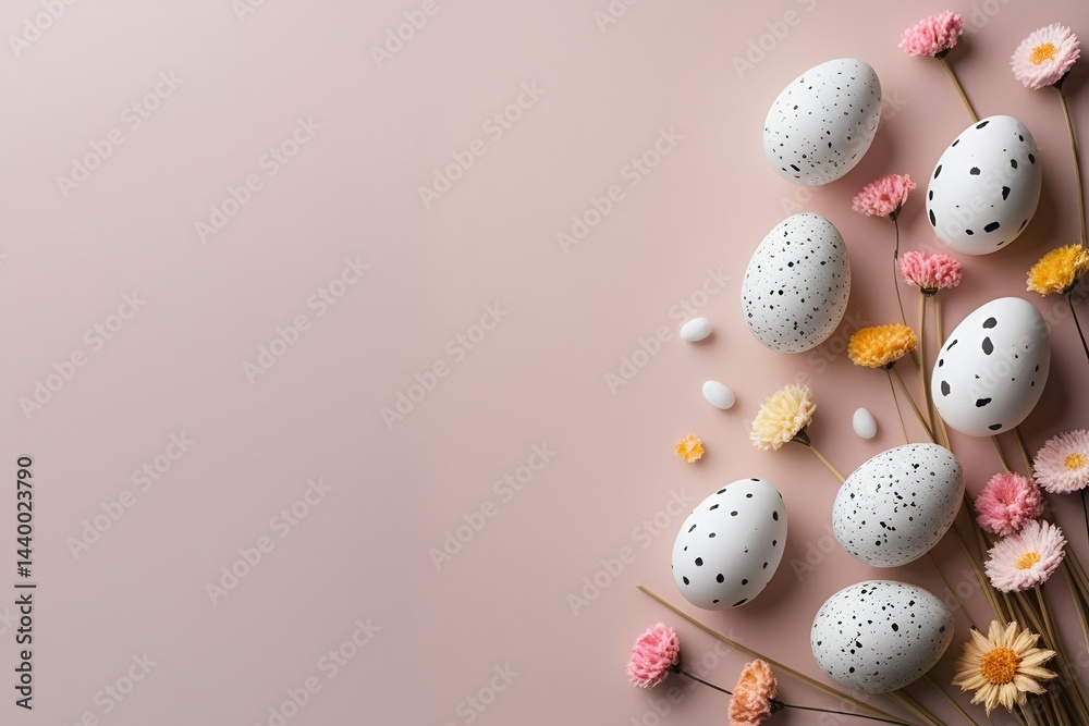 Obraz premium Easter eggs and spring flowers delicate pastel design perfect for cards invitations and spring celebrations