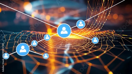 Exploring the vibrant connections of digital networks in a mesmerizing visual journey through time and technology Generative AI