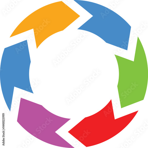 Lifecycle 6 part wheel diagram vector template
