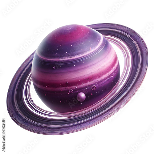 purple ring planet isolated on white background
