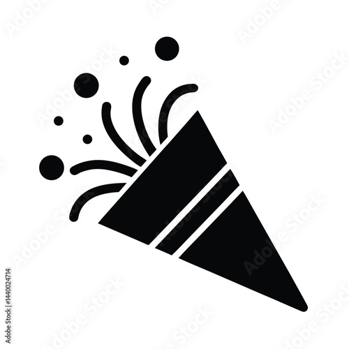 party popper icon silhouette vector illustration