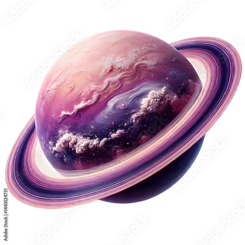 purple ring planet isolated on white background