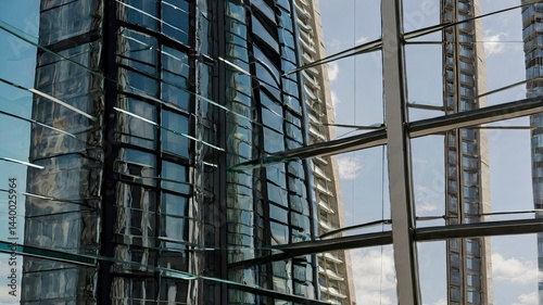 Wallpaper Mural close up view of glass in a tall building Torontodigital.ca