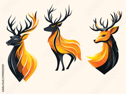A fiery vector illustration of a horse and a hot vector design of a deer
