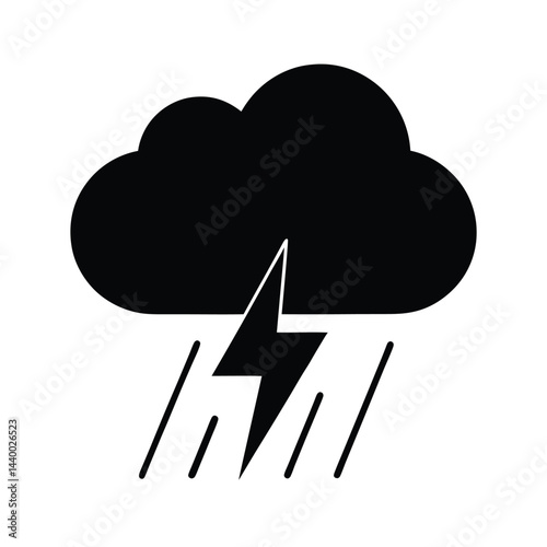 Thundercloud With Rain Icon Silhouette Vector Illustration