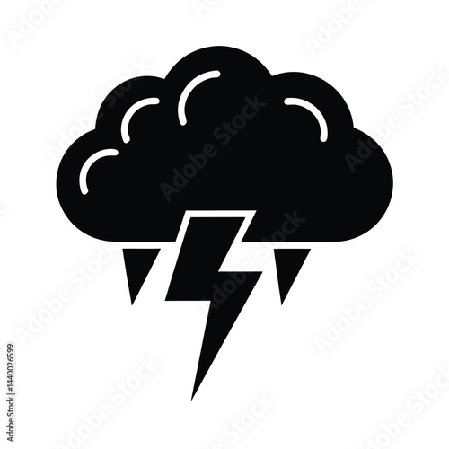 Thunderstorm Icon Silhouette Vector Illustration