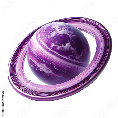purple ring planet isolated on white background