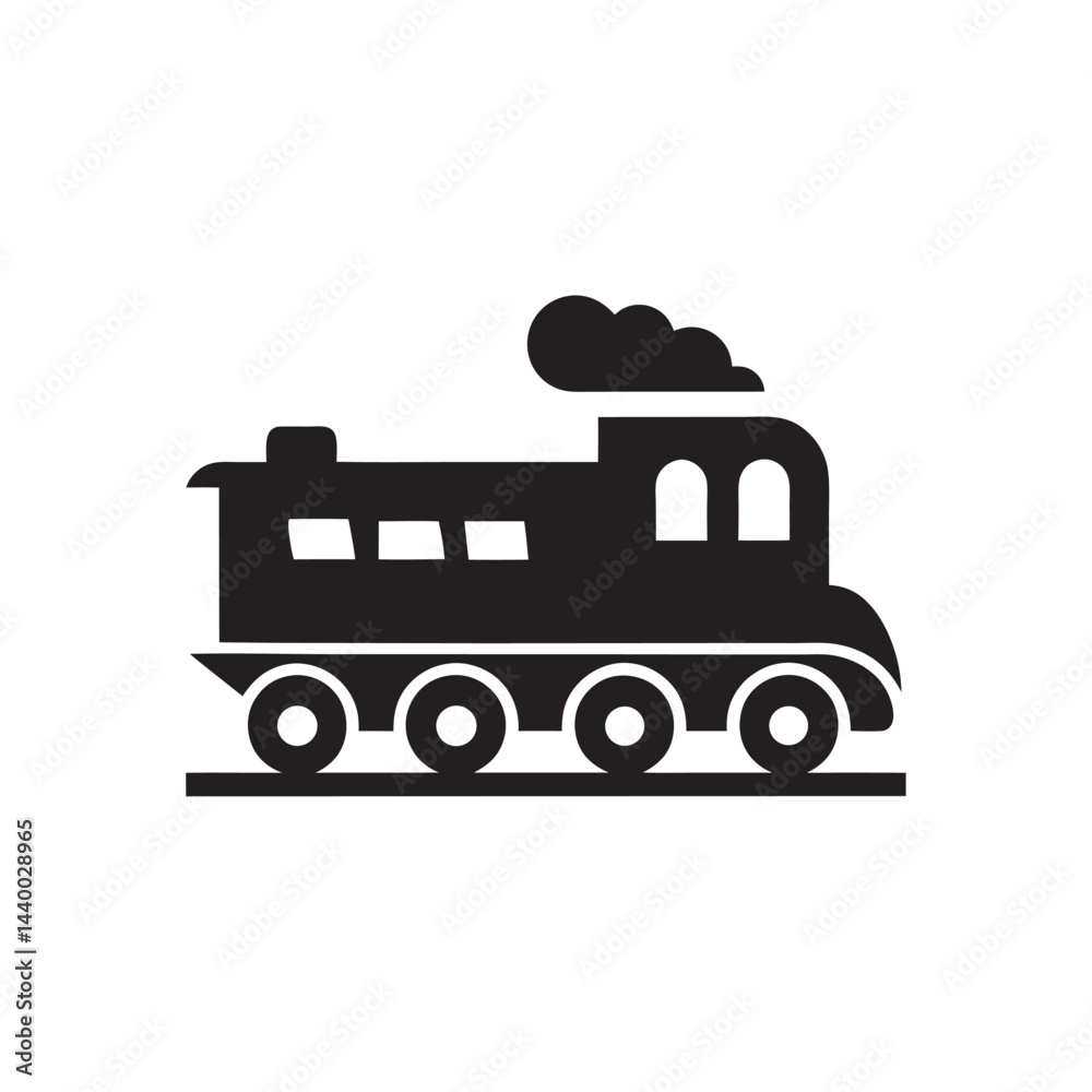 Fototapeta premium Train Moving Forward Silhouette Icon