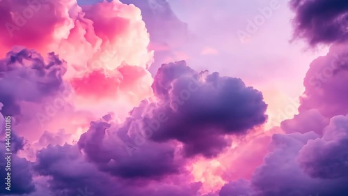 Beauty of sunset clouds painted in shades of pink and purple over a serene sky at dusk Generative AI