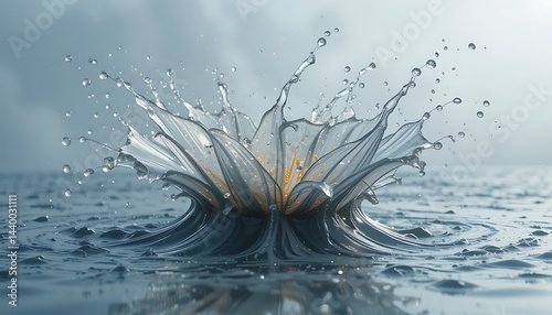 Water Splash in Ocean Abstract Lotus Design