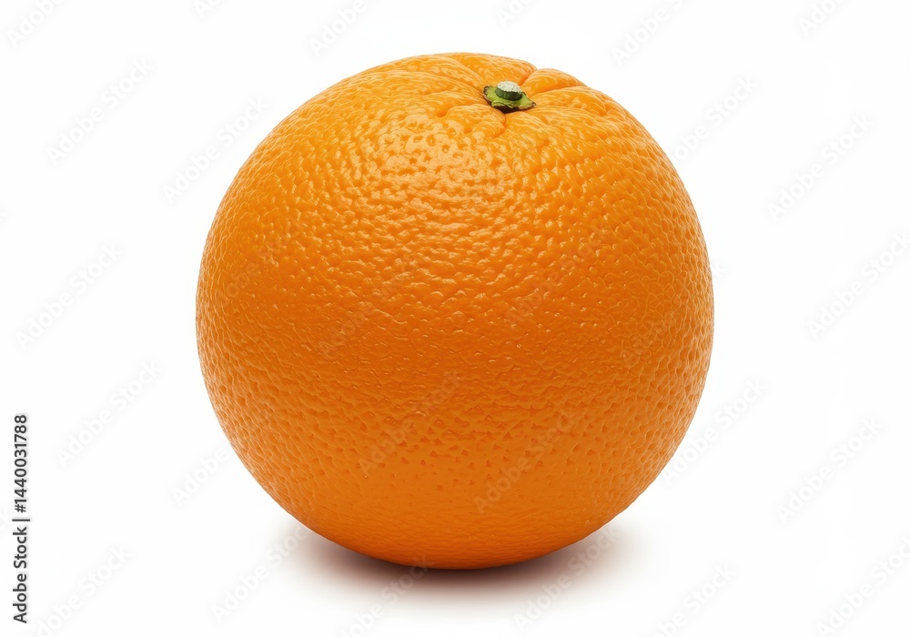 A single orange fruit with a textured peel and a small stem on a plain white background studio shot A single orange fruit with a textured peel and a small stem on a plain white background studio shot