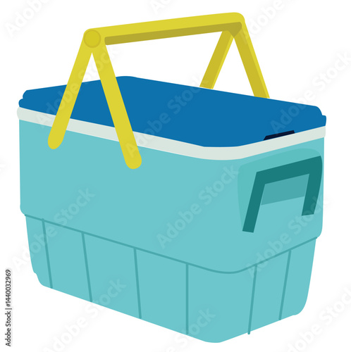 Efficient Cooling System.cooler box.llustration of a cooler box for camping.portable fridge for cold food drinks cool beer