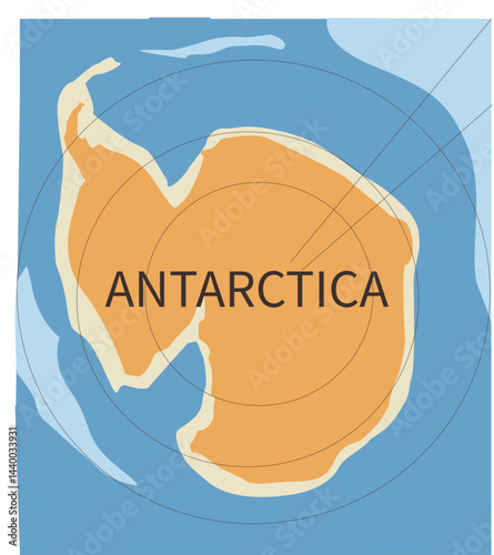 North Pole Map.Antarctica map. Just a simple border map. Shape of the continent.
