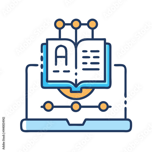Digital Book: Online Learning, Education, and Connectivity Icon Illustration