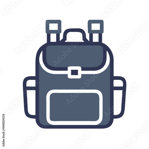 Blue Backpack Isolated on Black Background, Minimalist Style Backpack Vector