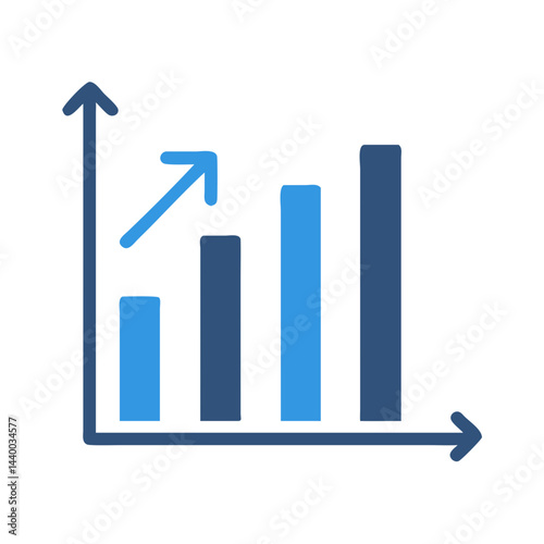 Growing Bar Chart with Upward Arrow: Business Progress and Success