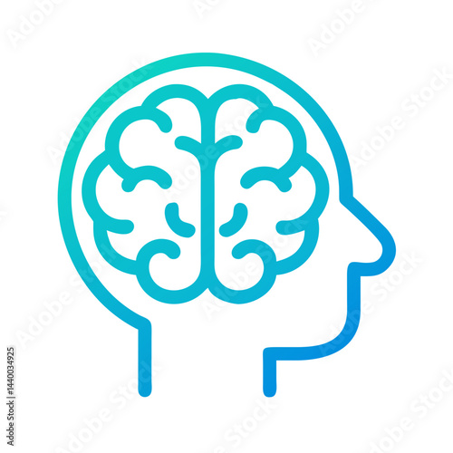 Human Head Silhouette with Brain, Innovation and Mental Health Concept