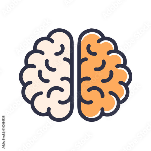 Creative Brain Concept Illustration: Left Brain and Right Brain Functionality