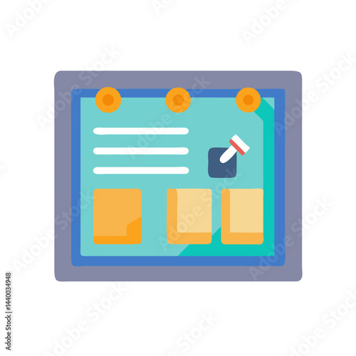 Colorful Kanban Board Illustration with Notes, Tasks, and Progress Tracking Elements
