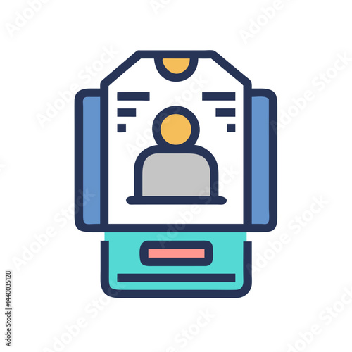 Colorful Icon of a Photo ID Badge, Identification Pass, and Access Card