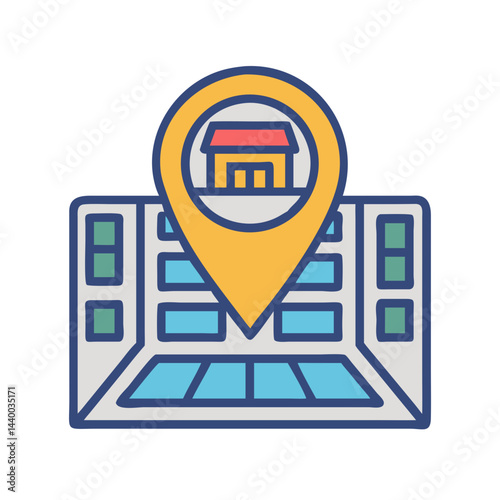 Store Location Icon: Pinpointing Retail on Map, Shop Finder Concept