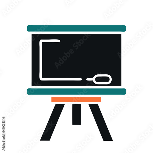 Chalkboard Icon on Black Background: Education, Teaching, Presentation, School Illustration