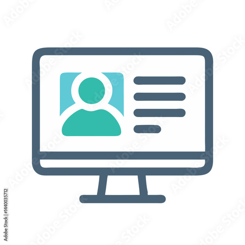 User Profile Icon on Computer Monitor, Website Account, Isolated Icon