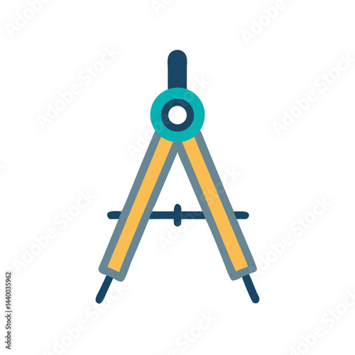 Compass Icon: Drawing, Measurement, Engineering Tool Design on a Black Background