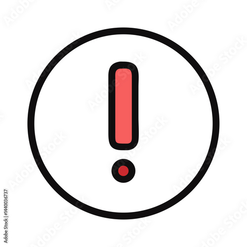 Red Exclamation Point in Black Circle: Warning, Alert, or Error Symbol
