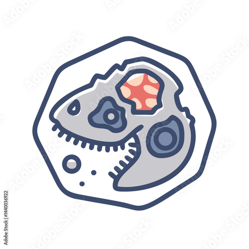 Dinosaur Fossil Logo Design Vector, Prehistoric Bones, Paleontology Symbol, T-Rex Skull