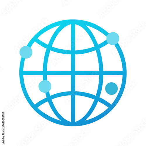 Blue Globe with Dots Illustration for Connection, Technology, and Global Network