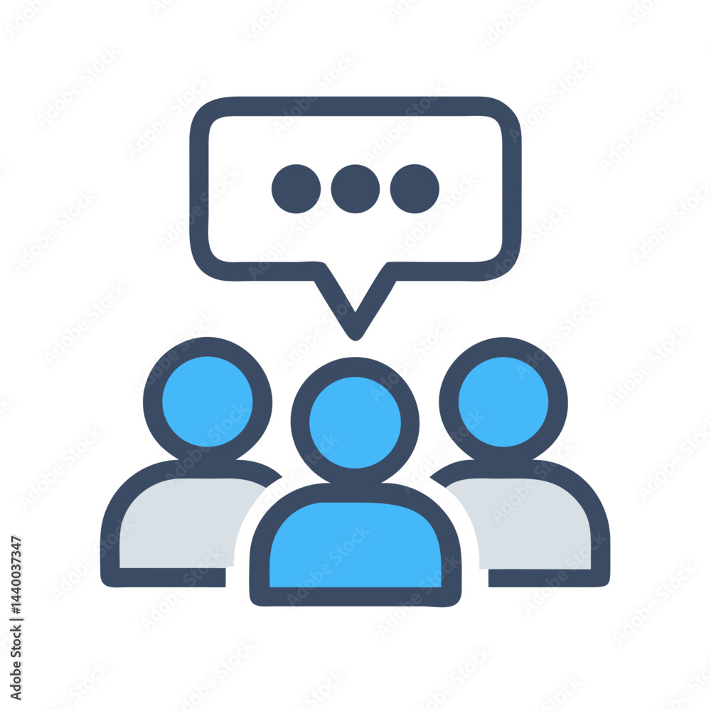 Teamwork Communication: People Icon with Speech Bubble for Discussion and Collaboration Teamwork Communication: People Icon with Speech Bubble for Discussion and Collaboration