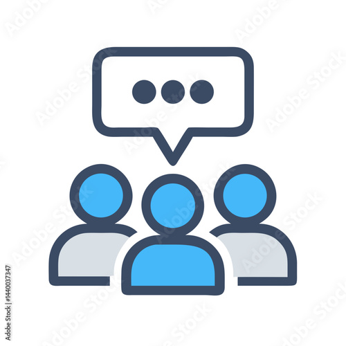 Teamwork Communication: People Icon with Speech Bubble for Discussion and Collaboration