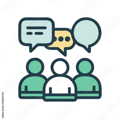 Team Communication and Collaboration: People Talking with Speech Bubbles, Meeting, Teamwork