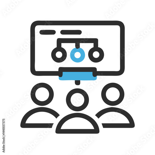 Team Planning and Strategy Icon: Project Workflow Meeting with Chart