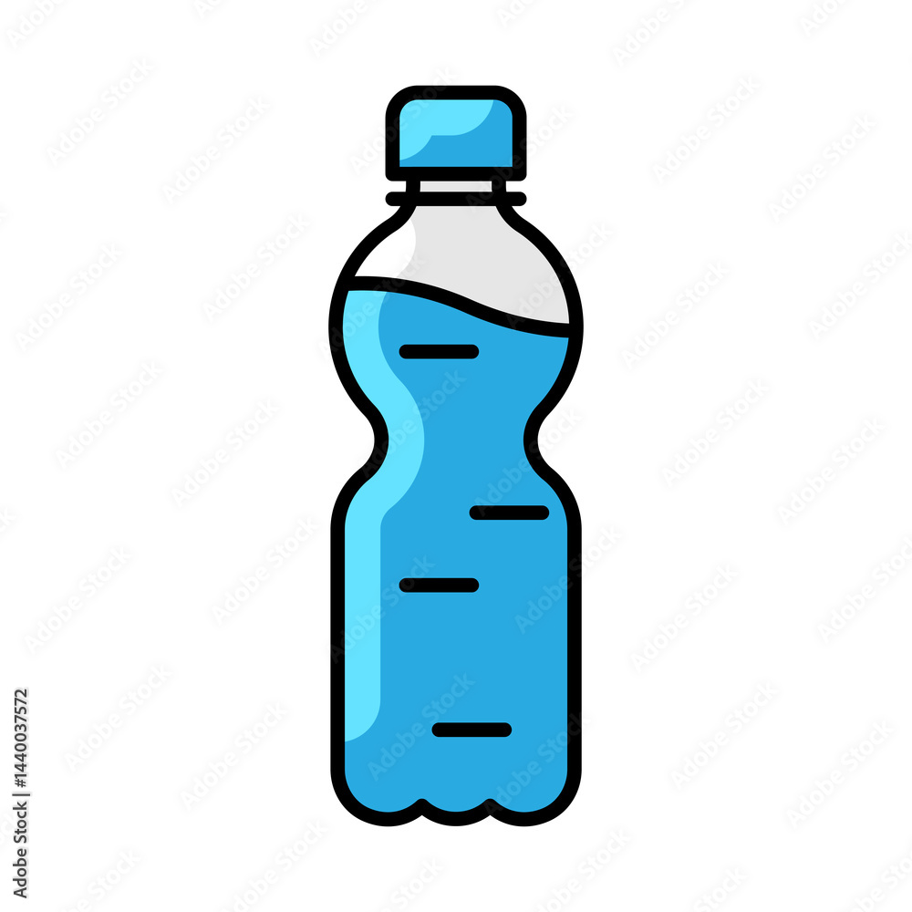 Plastic bottle with water icon. Aqua or liquid thin line illustration.