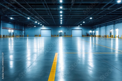 Vast and Immaculate An Empty Industrial Warehouse Reflecting Light from Above