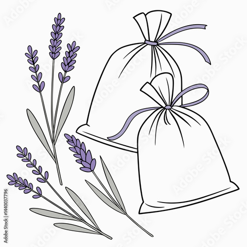 Aromatic Lavender Sachets And Flowers For Spa And