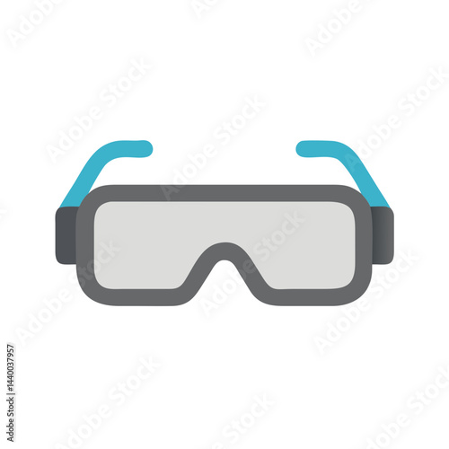 Illustration of protective safety glasses with blue arms on black background
