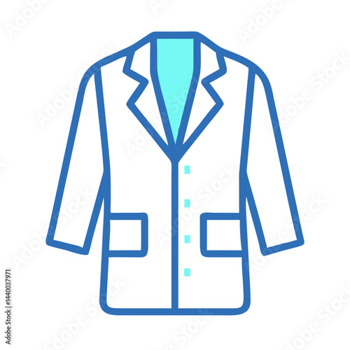 Blue Outline Style Blazer Illustration on Black Background, Fashionable Apparel Design