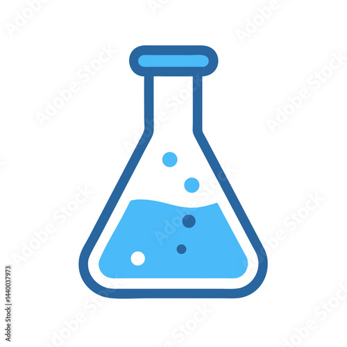 Blue Flask with Liquid and Bubbles - Science, Chemistry, Education