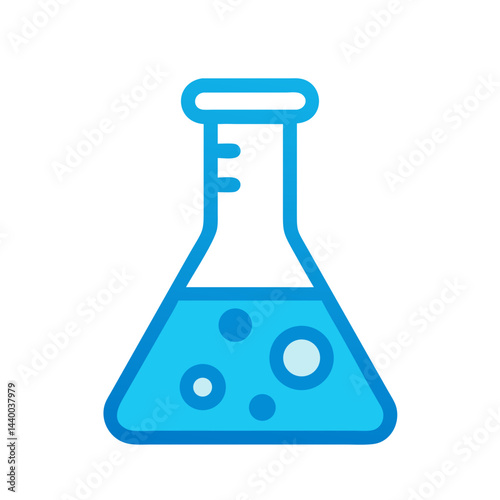 Blue Chemical Beaker with Bubbles: Science, Chemistry, Laboratory Illustration