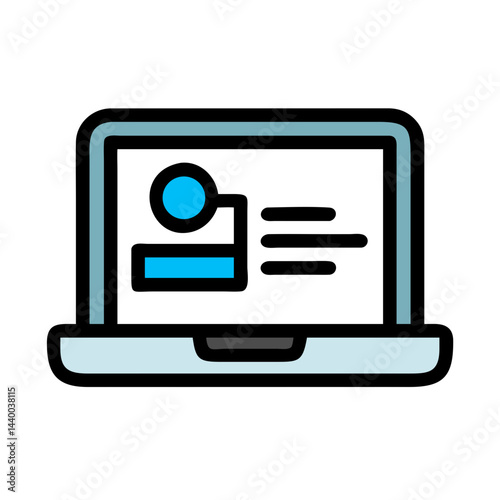 Simple Laptop Icon with Light Blue Accents and a Black Background