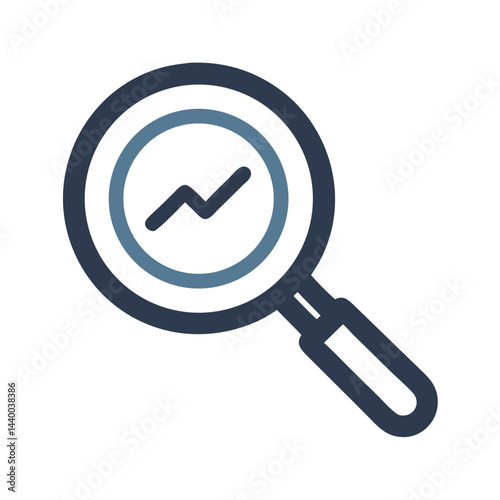 Magnifying glass with trend line icon, SEO analytics, data analysis